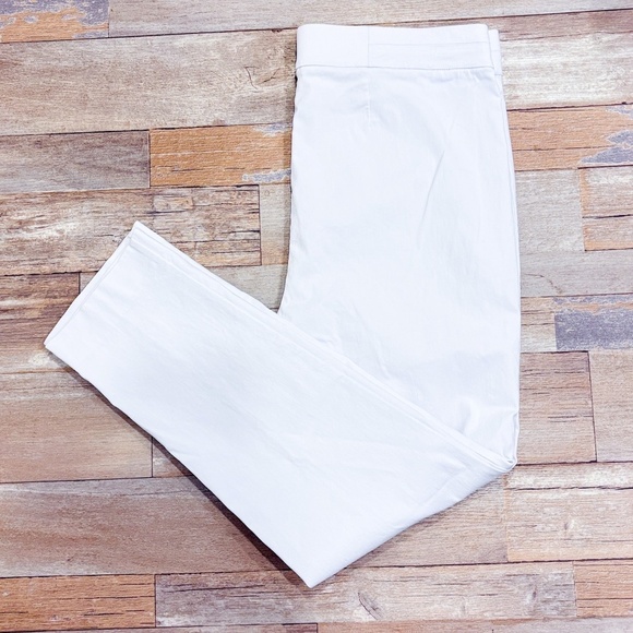 LAURA White stretch straight leg pants - Picture 1 of 8